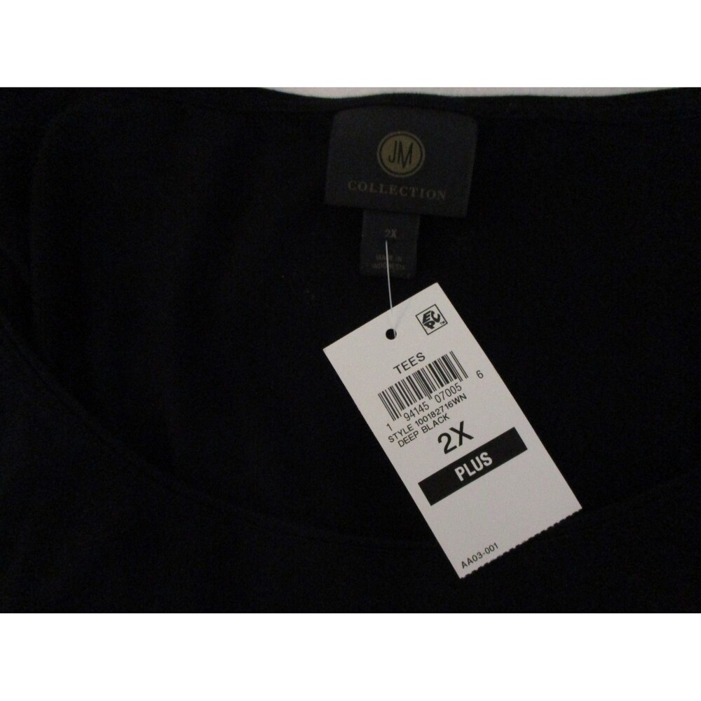 JM Collection Women's Knit Top Size 2X Sleeveless Black Scoop Neck - Picture 3 of 5
